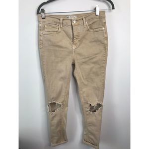 FREE PEOPLE DISTRESSED SKINNY RIPPED KNEE JEANS